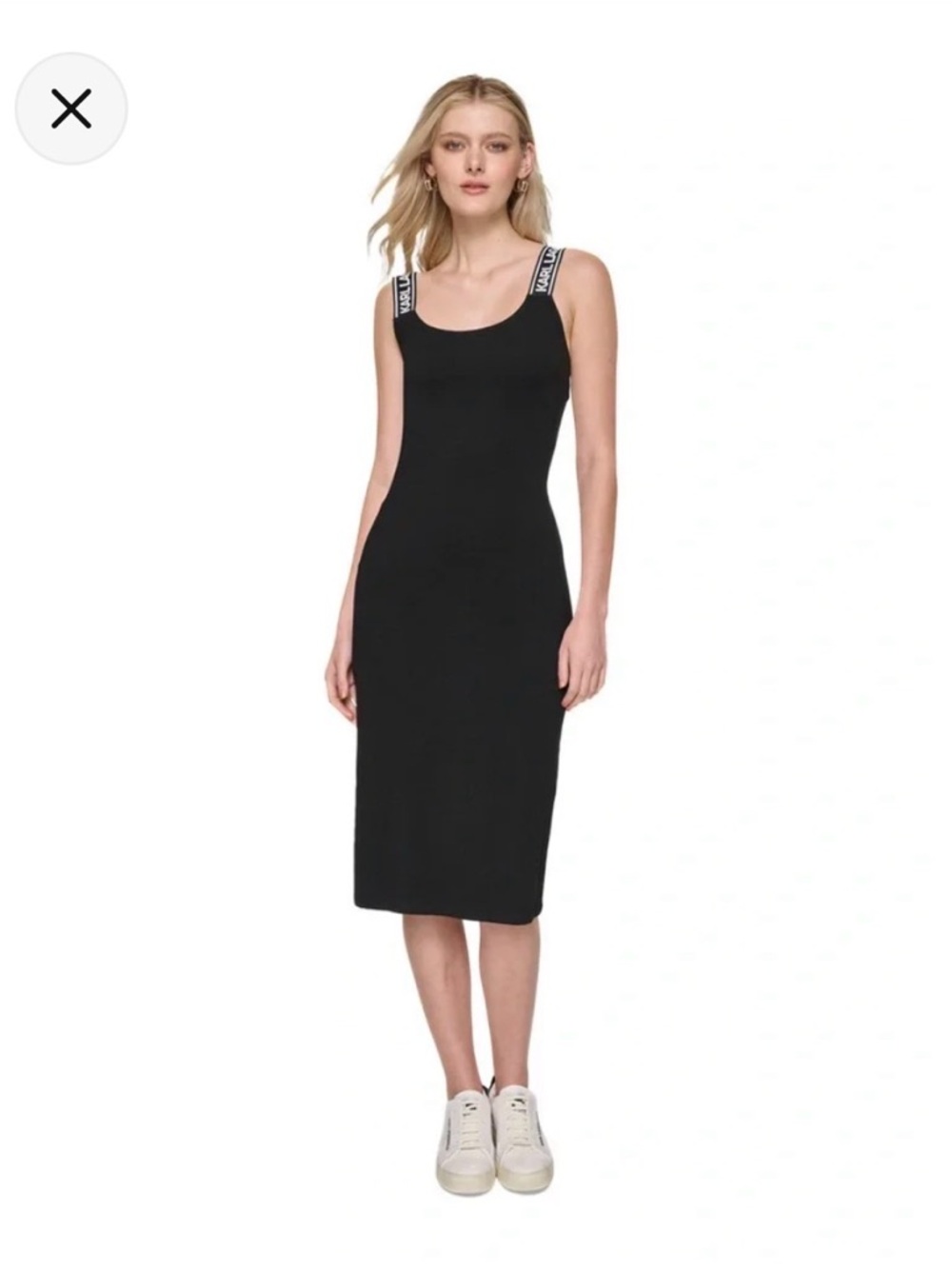 Karl‎ Lagerfeld Black Logo-Strap Slip Dress